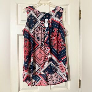 Dressbarn, Roz and Ali, Sleeveless, Halter Neckline, Tunic top, Size XL